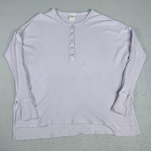 Offline by Aerie Tops - Offline Aerie Womens Henley Top Oversized Purple Waffle Knit Thumbhole Medium
